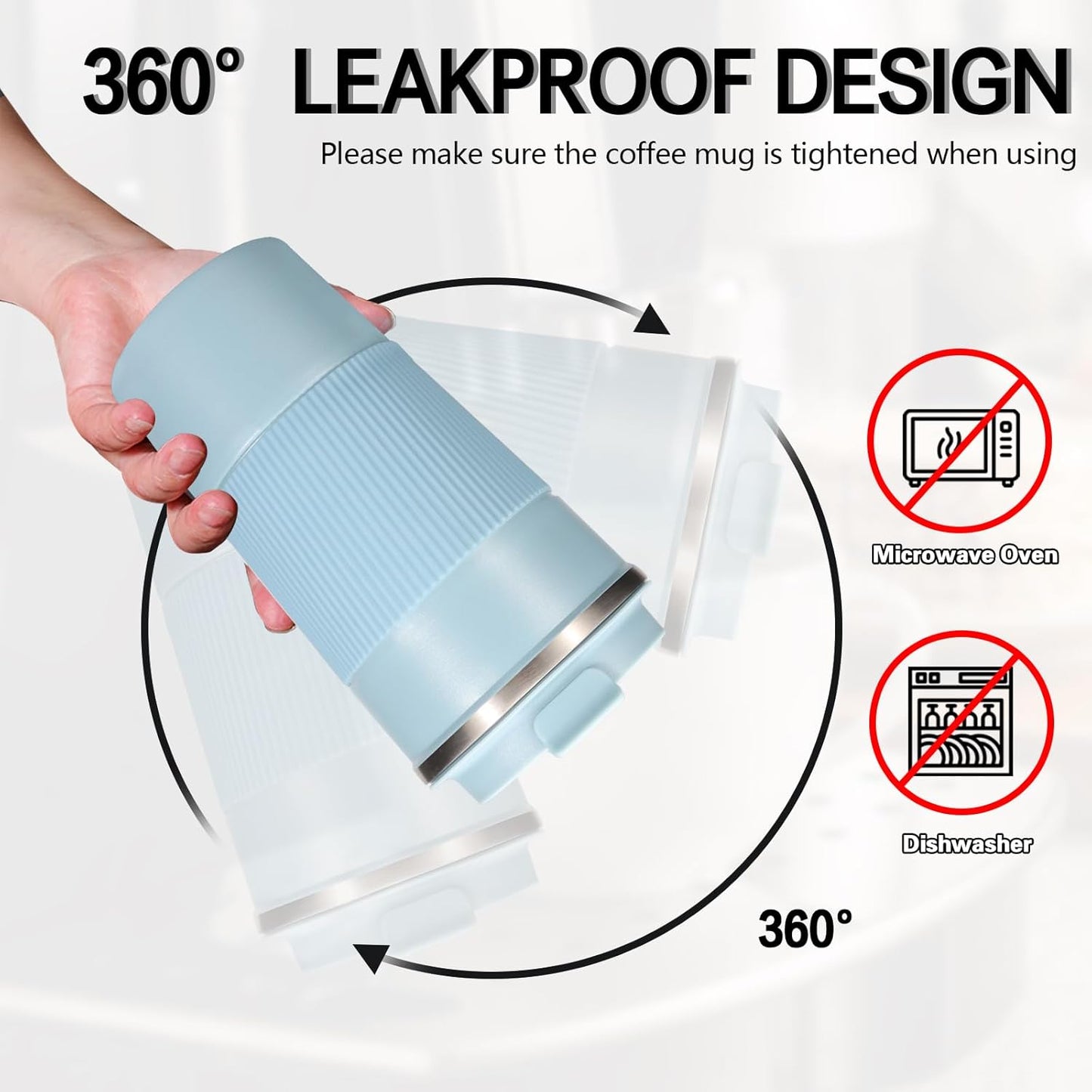 18oz Mug with Ceramic Coating Inside, Insulated Coffee Mug with Lid, Leak Proof Coffee Travel Mug, Travel Coffee Mug Fits in Car Cup Holder