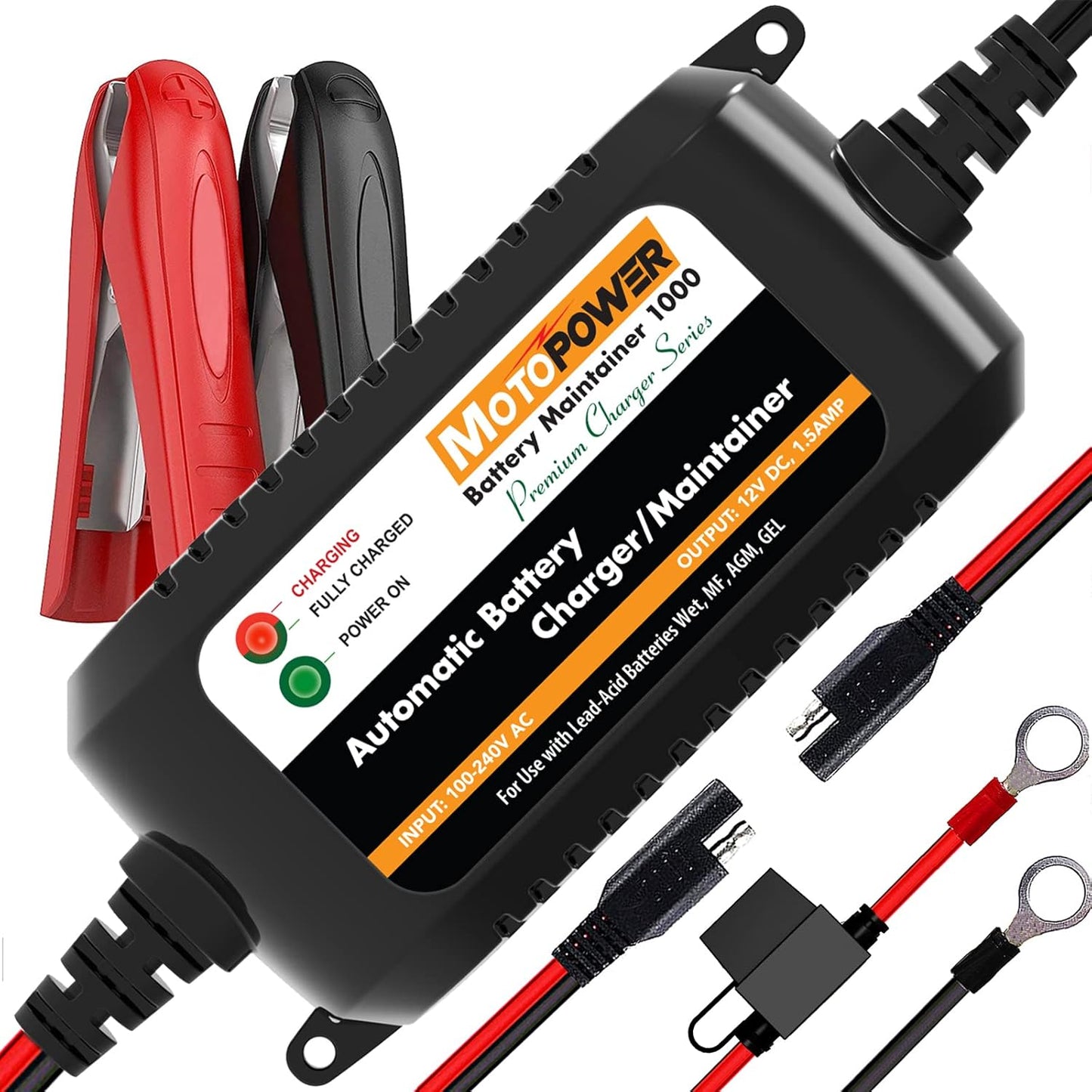MOTOPOWER MP00205A 12V 800mA Fully Automatic Battery Charger/Maintainer