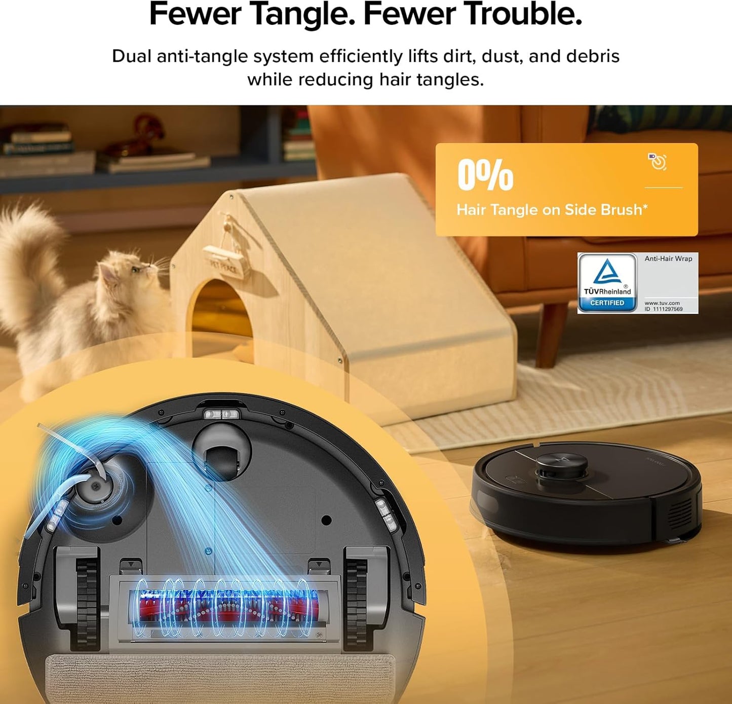 roborock Q7 M5+ Robot Vacuum and Mop, Upgraded from Q5 Max+, 7 Weeks Self-Emptying, 10000Pa Suction, Dual Anti-Tangle System, for Pet Hair & Carpet, PreciSense LiDAR Navigation, App Control, Black