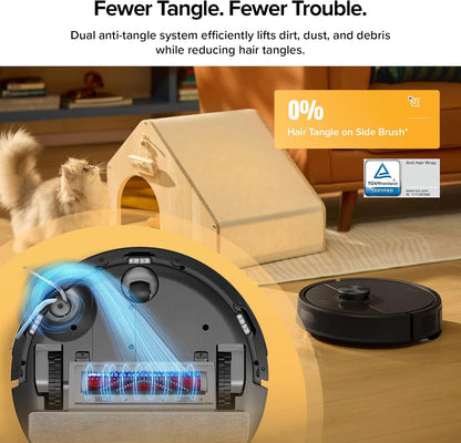 roborock Q7 M5+ Robot Vacuum and Mop, Upgraded from Q5 Max+, 7 Weeks Self-Emptying, 10000Pa Suction, Dual Anti-Tangle System, for Pet Hair & Carpet, PreciSense LiDAR Navigation, App Control, Black