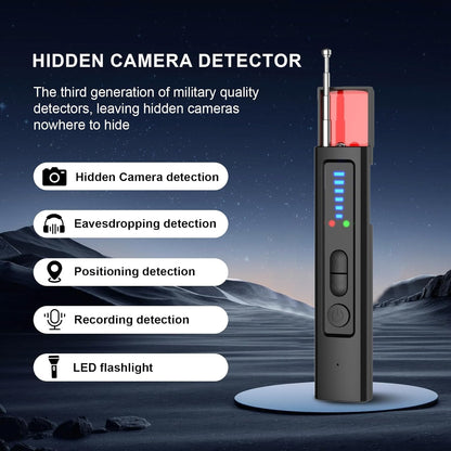 Hidden Camera & GPS Tracker Detector – Portable, Durable Anti-Spy Device for ATM Users, Shopping Malls, Business Security, Professional Signal Detection (Black)