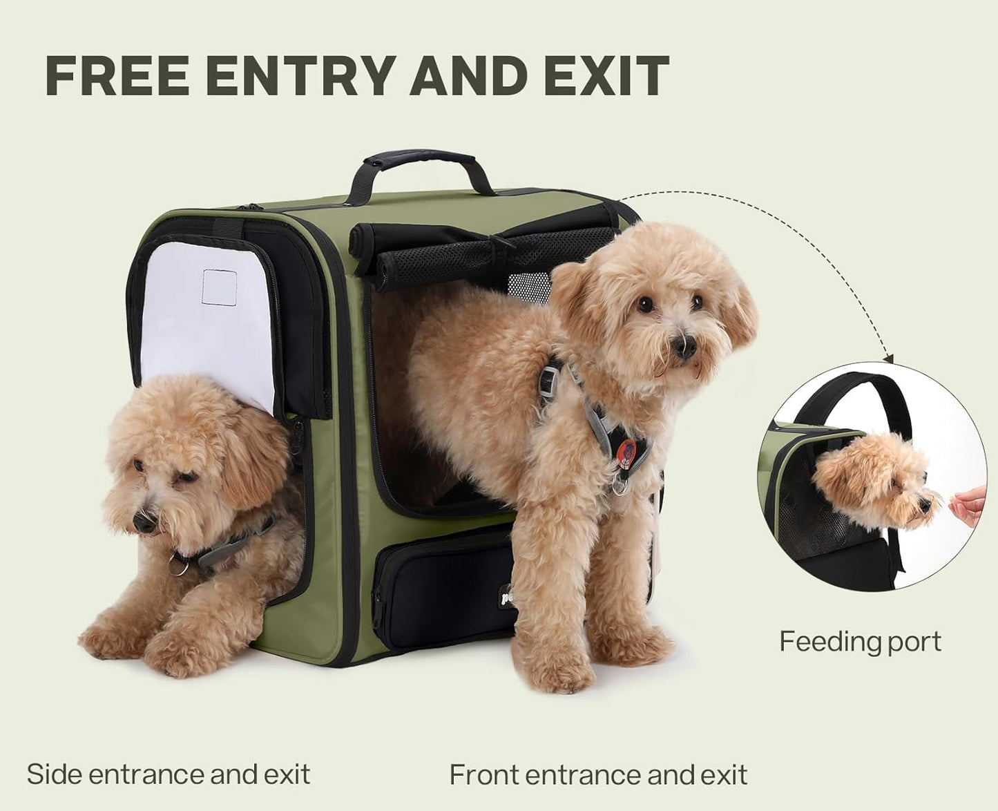 Pecute Cat Backpack, Dog Backpack Carrier with Widened Interior Space,Stable and Secure Pet Car Seat for Sitting and Lying, Breathable Pet Transport Bag Suitable for Hiking, Trekking, Car TravelGray