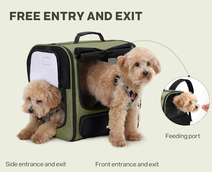 Pecute Cat Backpack, Dog Backpack Carrier with Widened Interior Space,Stable and Secure Pet Car Seat for Sitting and Lying, Breathable Pet Transport Bag Suitable for Hiking, Trekking, Car TravelGray
