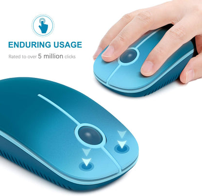 Wireless Mouse, Vssoplor 2.4G Slim Portable Computer Mice with Nano Receiver for Notebook, PC, Laptop, Computer (White and Silver)