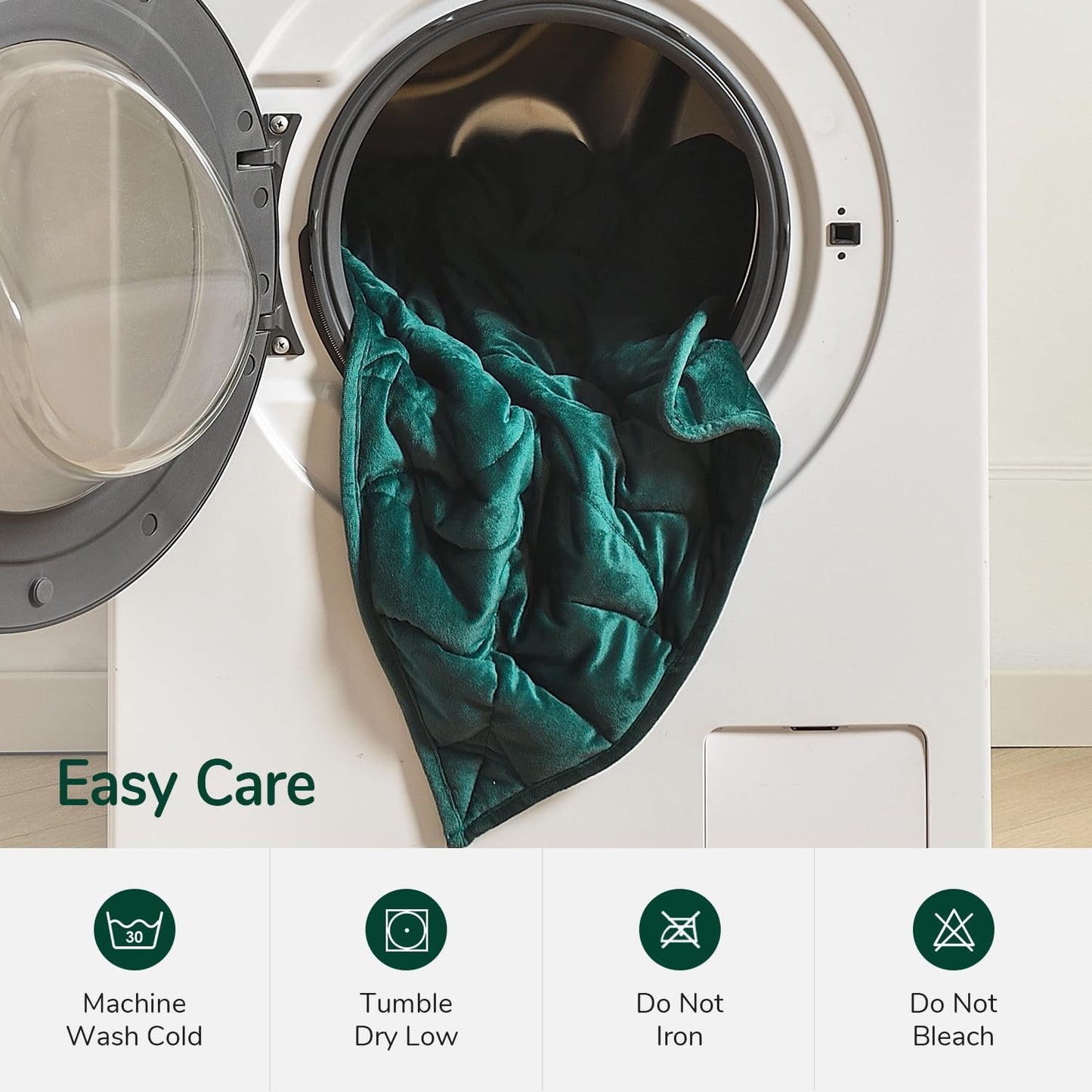 Weighted Blanket for Adults, 20 lbs, 60" x 78" washable Blankets, Green