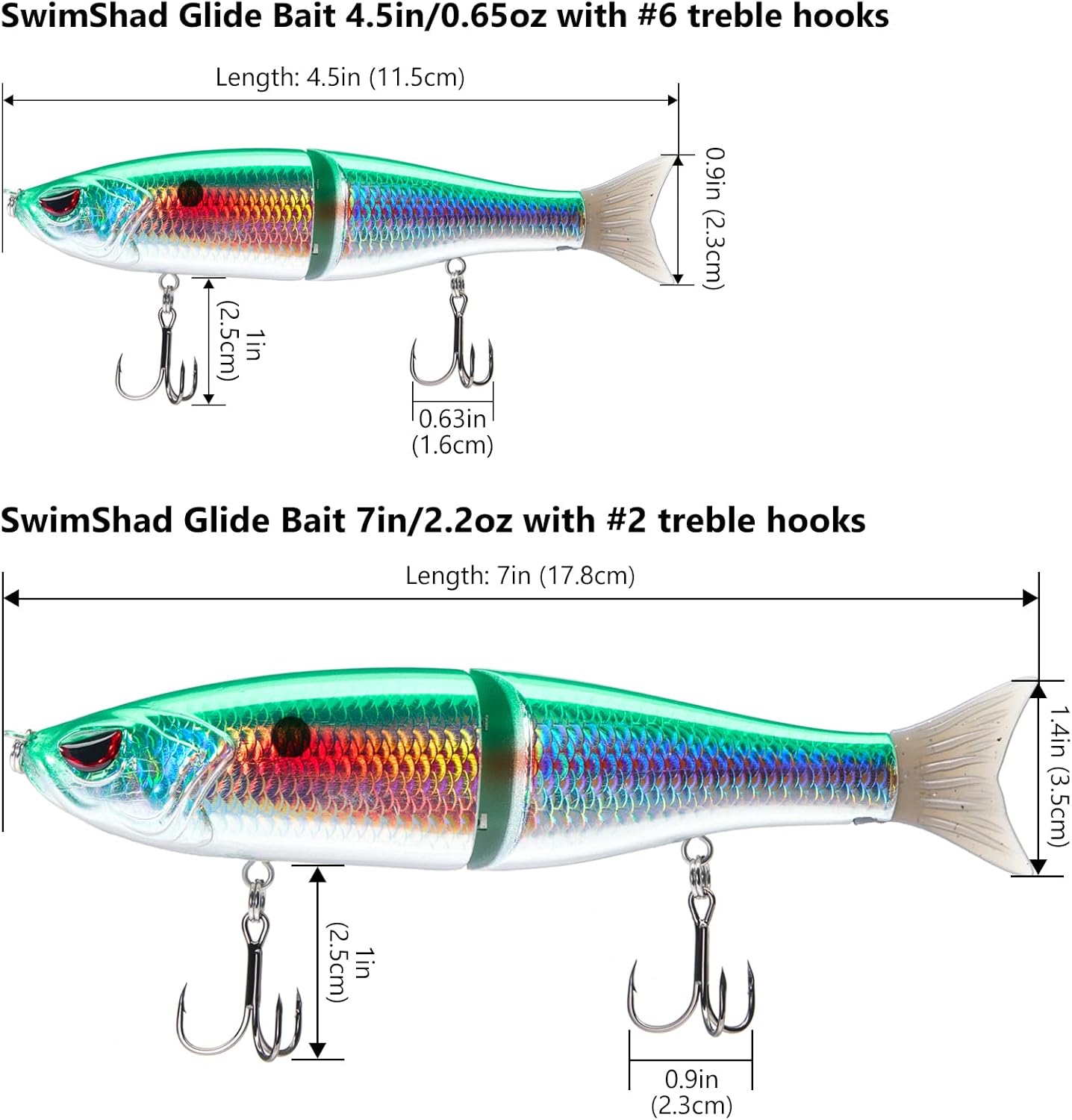 Bassdash SwimShad Glide Baits Jointed Swimbait Bass Pike Salmon Trout Muskie Fishing Lure