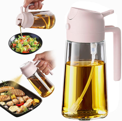 Purilite Select 470ml Glass Oil Sprayer &amp; Dispenser Bottle – 2-in-1 Flip Top