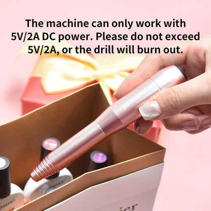 JODSONE Professional Electric Nail Drill 20000RPM Low Noise Work efficiently with 6 Replacement Drills for Salon and Home Use