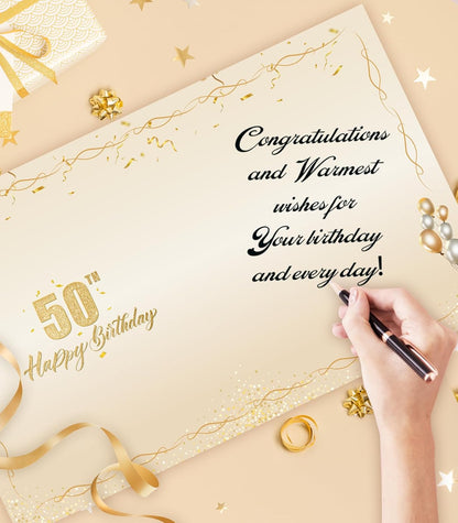 50th Birthday Card, Jumbo CANADA 25x20cm Back in 1975, Gilding Happy 50th Birthday Decoration for Woman, Men, Funny 50 Birthday Gifts for Wife, Husband, Him, Her, Mom