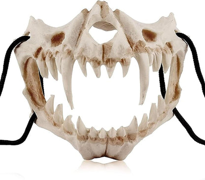Japanese Halloween Mask, Resin Mask Half Face Tiger Cosplay Mask Skull Scary Mask Cosplay Decorative Mask for Adults