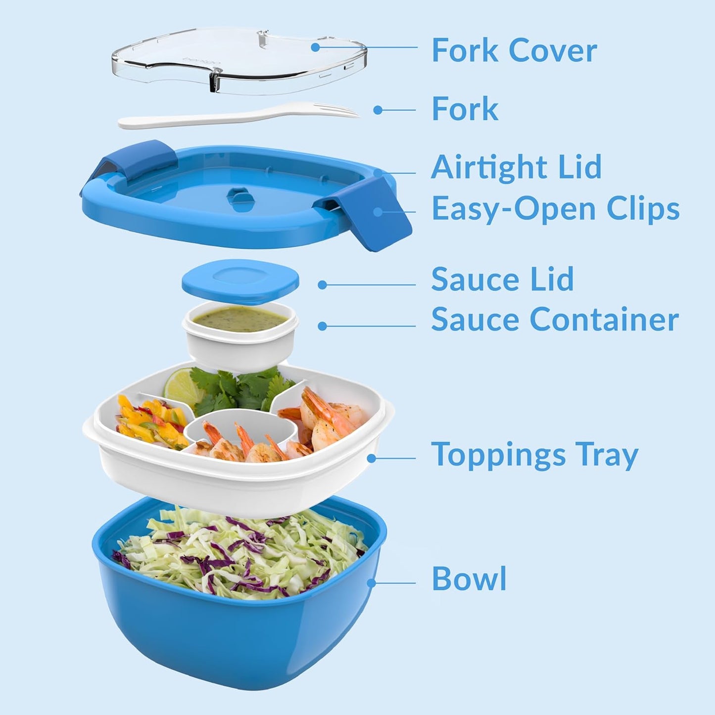 Bentgo Salad - Stackable Lunch Container with Large 54-oz Salad Bowl, 4-Compartment Bento-Style Tray for Toppings, 3-oz Sauce Container for Dressings, Built-in Reusable Fork & BPA-Free (Khaki Green)