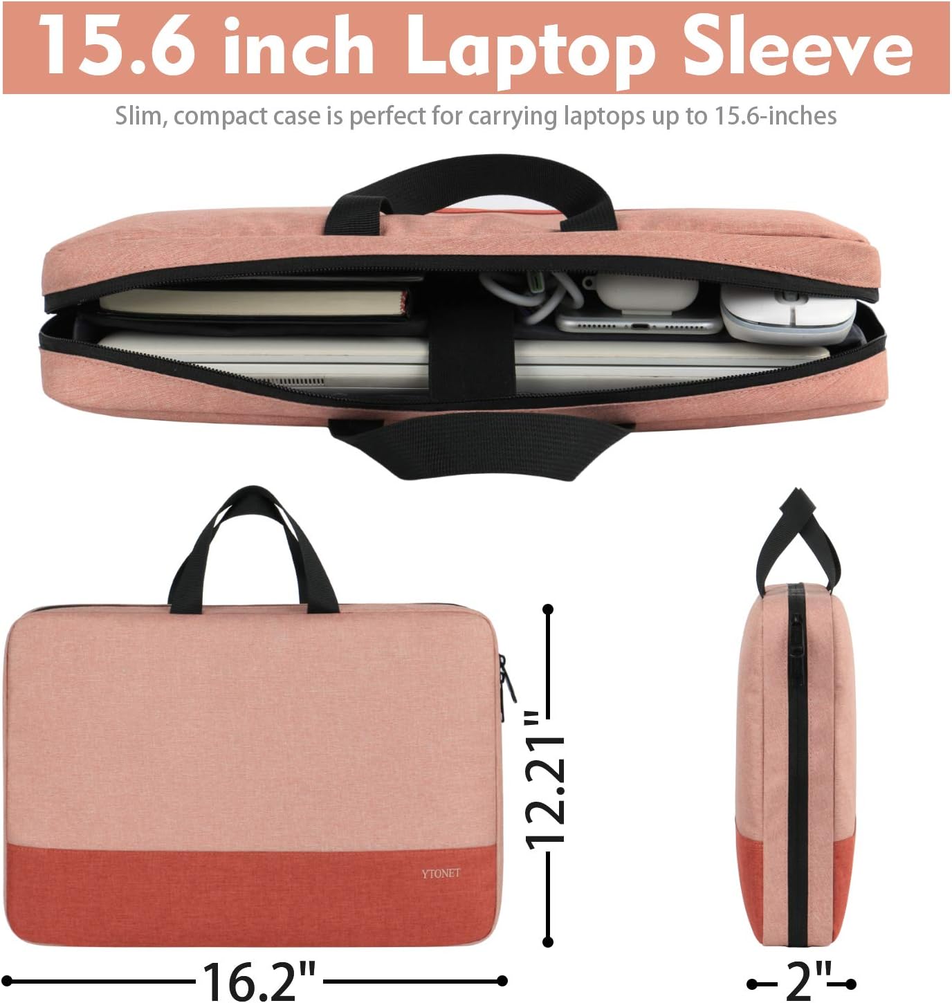 Ytonet Laptop Sleeve, 15.6 inch TSA Laptop Bag Laptop Case Water Resistant Computer Carrying Bag Compatible for Lenovo, HP, Dell, Asus Notebook, Gifts for Men Women, Grey