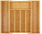 SafeHouseware Bamboo Expandable Cutlery Organizer Tray, Adjustable Utensil and Silverware Drawer Divider, 7 Compartments for Kitchen Flatware, Gadgets, Office or Craft Storage, 11.5"–18" W x 15" D x 2" H - PuriLite