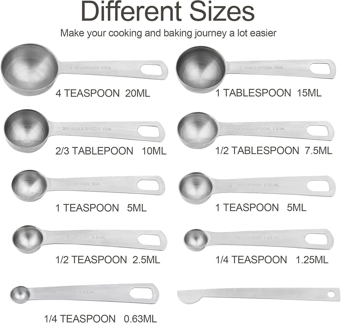 Smithcraft Measuring Cup Set of 8 Stainless Steel Measuring Cups18/8(304) Steel Material Heavy Duty 8 Measuring Cups and 1 Ring Set of 9