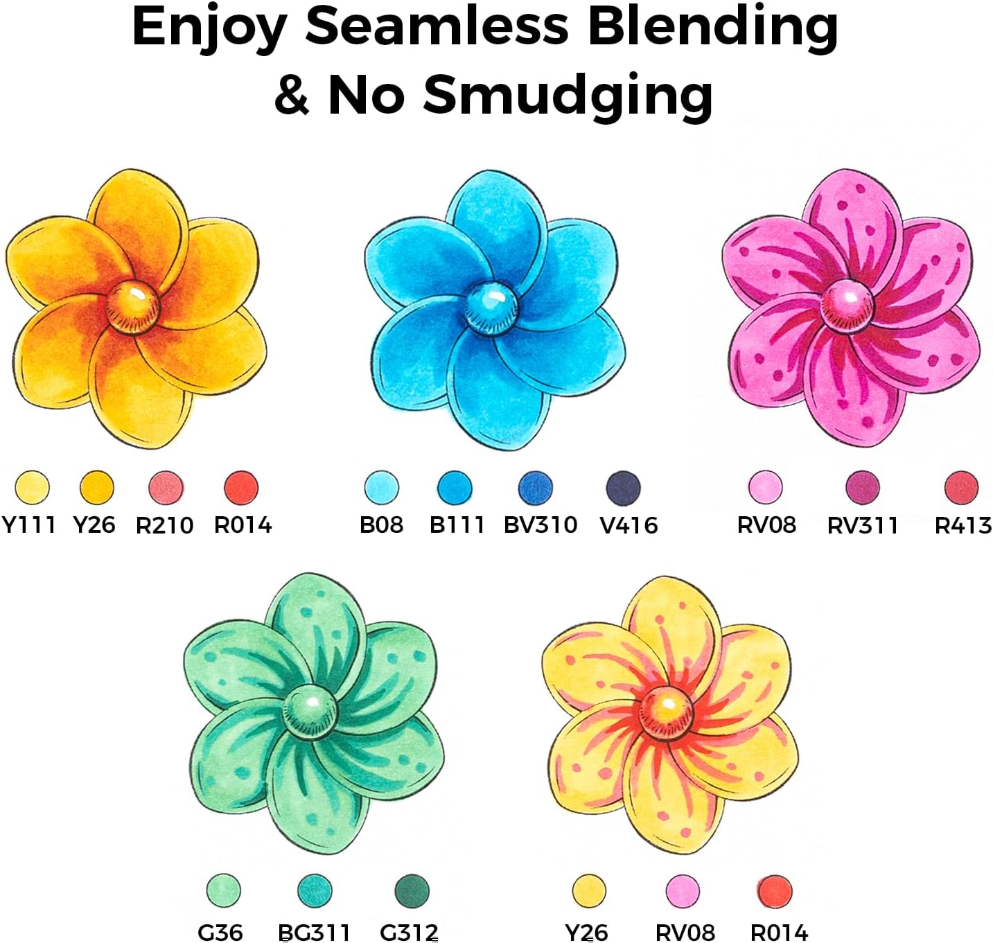 Ohuhu 48 Color Alcohol Markers Brush Tip: Double Tips Drawing Marker for Adults Artists Coloring Books Soft Tip Markers 1 Alcohol-based Marker Blender, Brush & Chisel- Honolulu Art Pen Gift - PuriLite