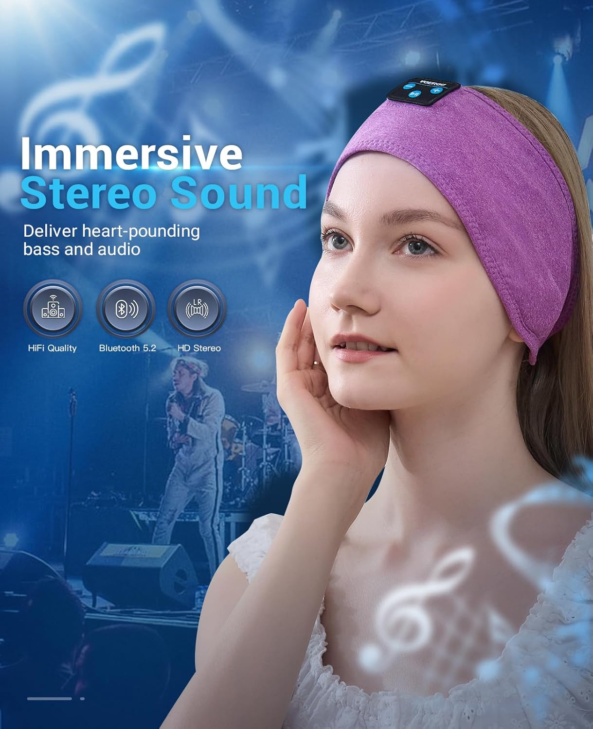 Sleep Headphones Bluetooth Headband, Voerou Wireless Sleeping Headphones Earbuds Sleep Mask with Stereo Speakers-Cool Tech Gadget for Men Women,Perfects for Sleep Workout Running Yoga Travel Insomnia