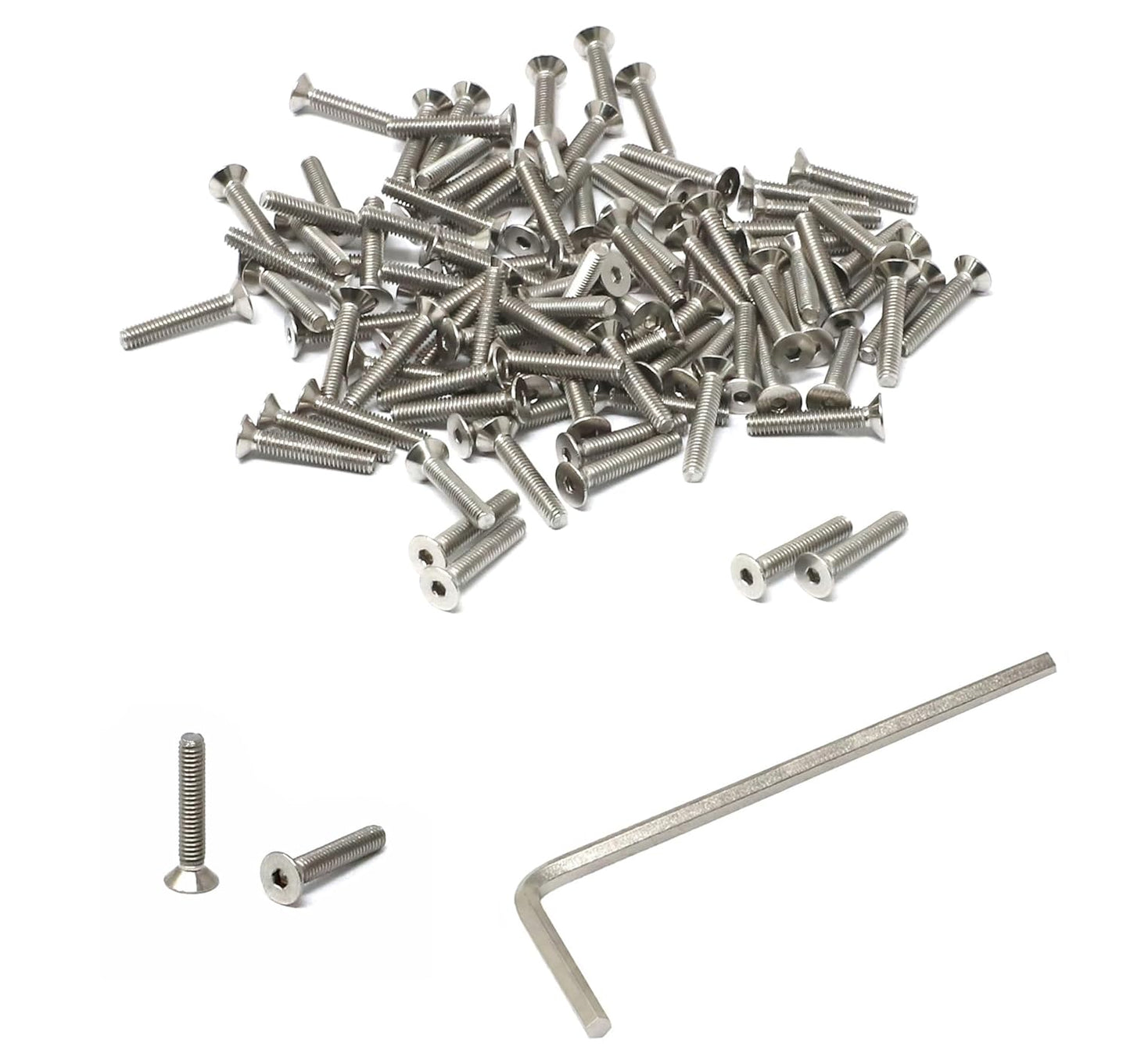 iexcell 5 Pcs M8 x 80mm Thread Pitch 1.25 mm Stainless Steel 304 Hex Socket Flat Head Cap Screws Bolts Kit