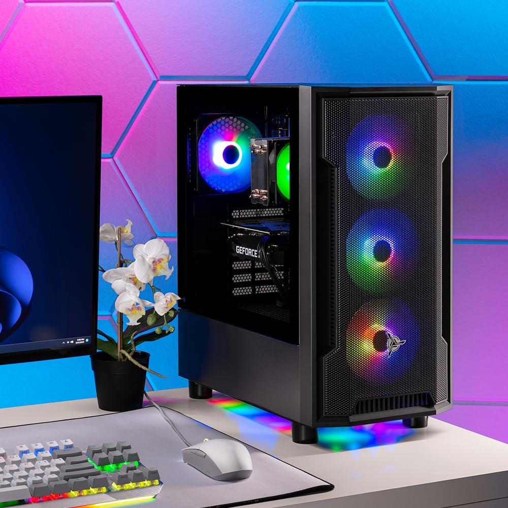 Skytech Shadow Gaming PC Desktop, Ryzen 5 5600 3.5 Ghz (4.4GHz Turbo Boost), AMD RX 6600 8GB GDDR6, 1TB SSD, 16GB DDR4 RAM 3200, 650W Gold PSU, Wi-Fi, Win 11 Home