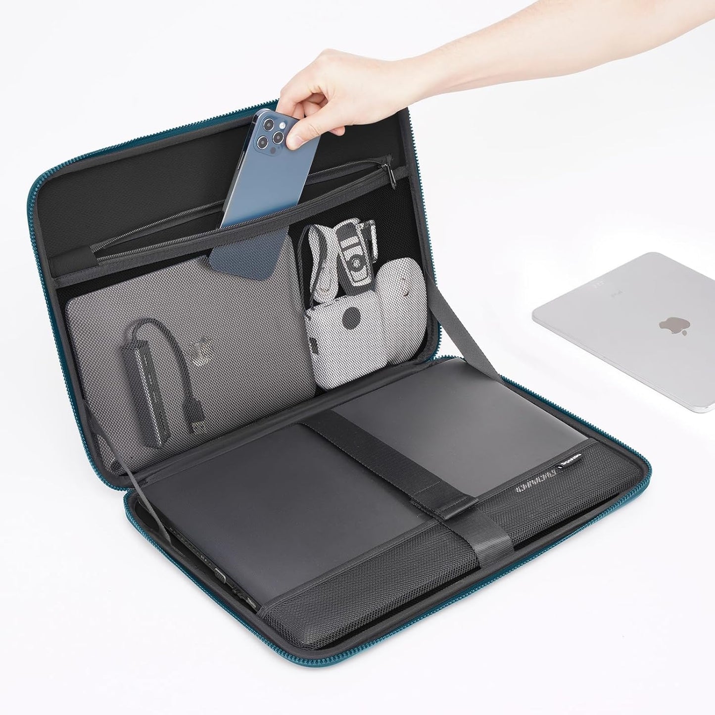 DOMISO 15.6 inch Laptop Sleeve with Handle Protective Shockproof Waterproof EVA Case for 15.6" Yoga 720 IdeaPad 310 320 ThinkPad T570/Legion 5 Gen 6/HP Envy 15/15.6" Notebooks, Dark Blue