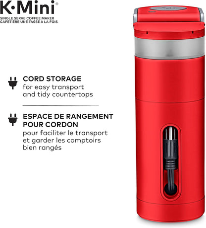 Keurig K-Mini Cafetière à dosettes K-Cup à usage unique, présentant un design ultra-élégant, Rouge Coquelicot