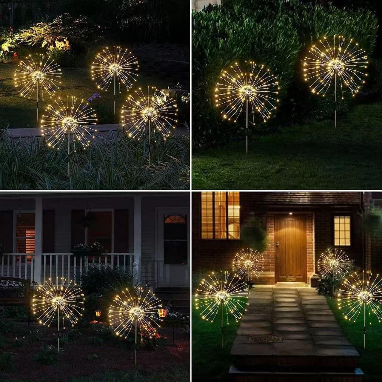 5Pack 300 LED Fireworks Solar Lights ，Christmas Lights Outdoor，Christmas Decorations Stake Landscape Light DIY Solar for Patio Solar Lights Outdoor Party Yard