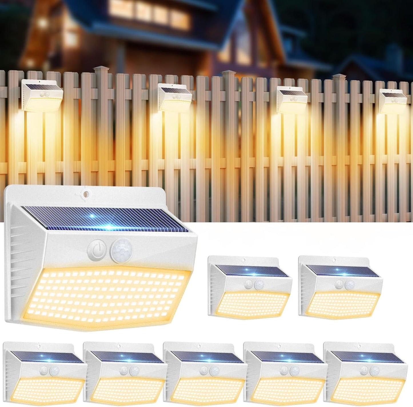 Solar Lights Outdoor, [ 8 Pack/138LED ] Solar Motion Sensor Light Outdoor with 3 Lighting Modes Wireless Waterproof Solar Wall Lights Solar Security Lights for Fence Yard Garden Deck Garage