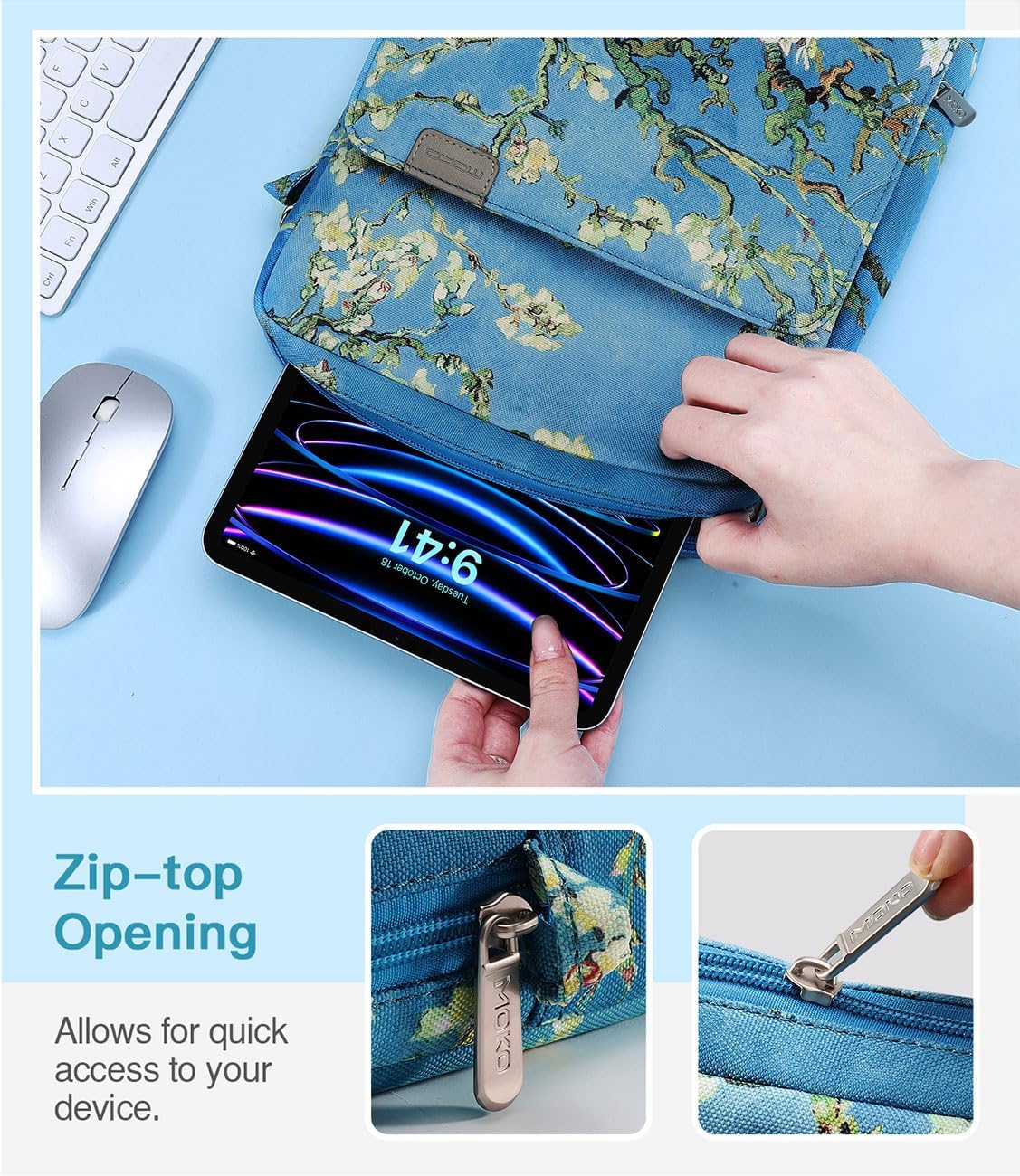 MoKo 13.3-14 Inch Laptop Sleeve Bag Fits MacBook Pro M3/M2 14" 2023, MacBook Pro 13" M2, New MacBook Air 13.6" M3/M2 2024/2022,Tab S8 Ultra 14.6",Handle Carrying Case with Shoulder Strap, Black & Gray - PuriLite
