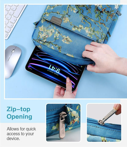 MoKo 13.3-14 Inch Laptop Sleeve Bag Fits MacBook Pro M3/M2 14" 2023, MacBook Pro 13" M2, New MacBook Air 13.6" M3/M2 2024/2022,Tab S8 Ultra 14.6",Handle Carrying Case with Shoulder Strap, Black & Gray - PuriLite