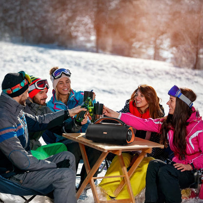 DOSS Extreme Boom Pro Bluetooth Speaker with 100W Stereo Sound, Rich Bass, 20H Playtime, Mixed Color Light, IPX6 Waterproof Haut parleur for Camping, Beach, Outdoor-Orange