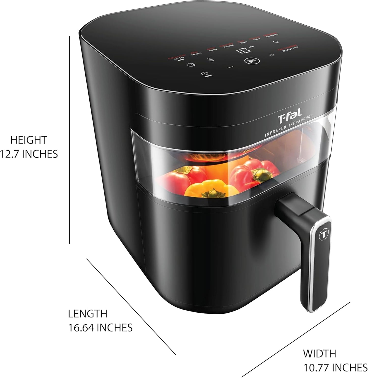 T-fal Infrared 2.0 Air Fryer, 8-in-1, Extra Large 7L / 7.3Qt., Infra-Heat Technology, Dual heating design, No pre-heating, Faster, Juicier and Crispier, Black