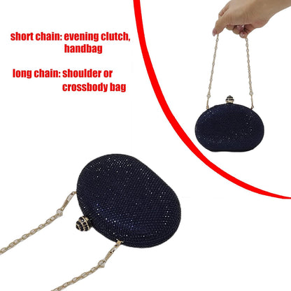 HUANG ZHUANG Egg Shape Crystal Clutch Purse Rhinestone Evening Bag for Women Party Wedding Cute Handbag