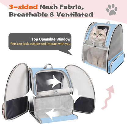 Cat Backpack Carrier,Pet Carrier Airline Approved for Small Dog Cat Puppy Kitten Bunny,Ventilated Mesh Design Animal Backpack for Hiking Camping Travel Bag (Black)