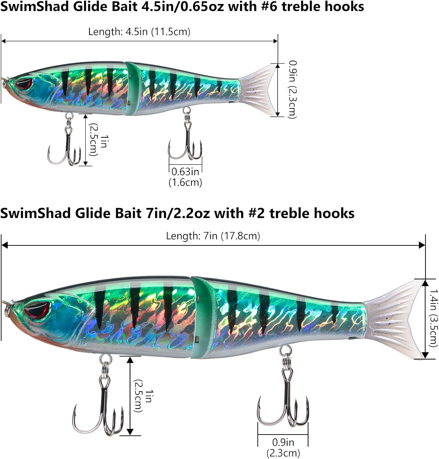 Bassdash SwimShad Glide Baits Jointed Swimbait Bass Pike Salmon Trout Muskie Fishing Lure