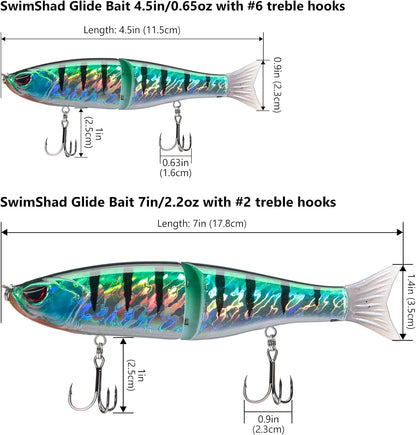 Bassdash SwimShad Glide Baits Jointed Swimbait Bass Pike Salmon Trout Muskie Fishing Lure