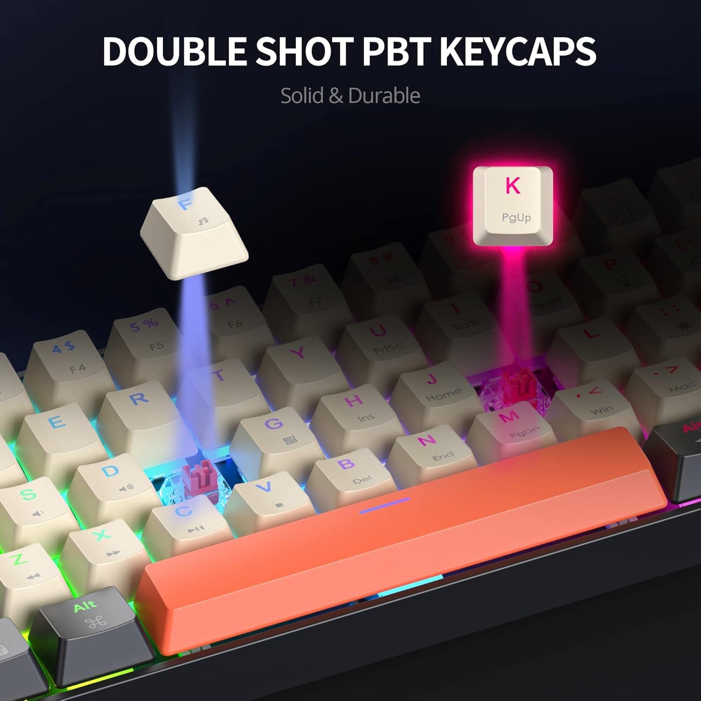 Fogruaden Full Size Mechanical Keyboard, Green Matcha Keyboard, Wired USB 104 Keys RGB Backlit Gaming Keyboard with Number Pad, Red Switches, NKRO Mechanical Keyboard for Windows Laptop PC Gamer