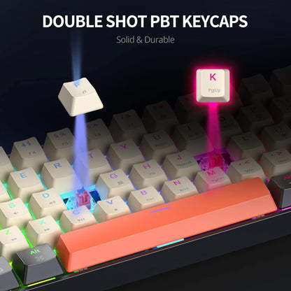 Fogruaden Full Size Mechanical Keyboard, Green Matcha Keyboard, Wired USB 104 Keys RGB Backlit Gaming Keyboard with Number Pad, Red Switches, NKRO Mechanical Keyboard for Windows Laptop PC Gamer