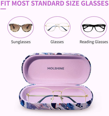 molshine Hard Shell Leather Sunglasses Case,Classic Large Glasses Case for Women Men,Sunglass Eyeglasses