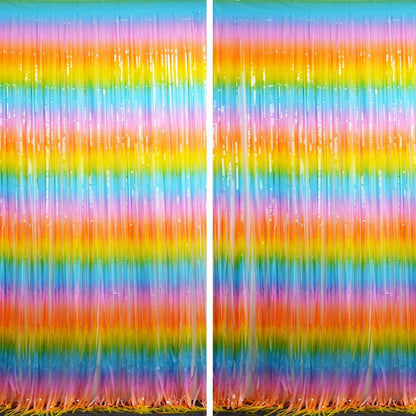 BRAVESHINE Pink Glitter Tinsel Foil Fringe Curtain - 2 Pcs 3.2x8.2 ft Metallic Party Supplies Photo Backdrop for Girl Princess Birthday Unicorn Bachelorette Butterfly Bridal Shower Party Decorations