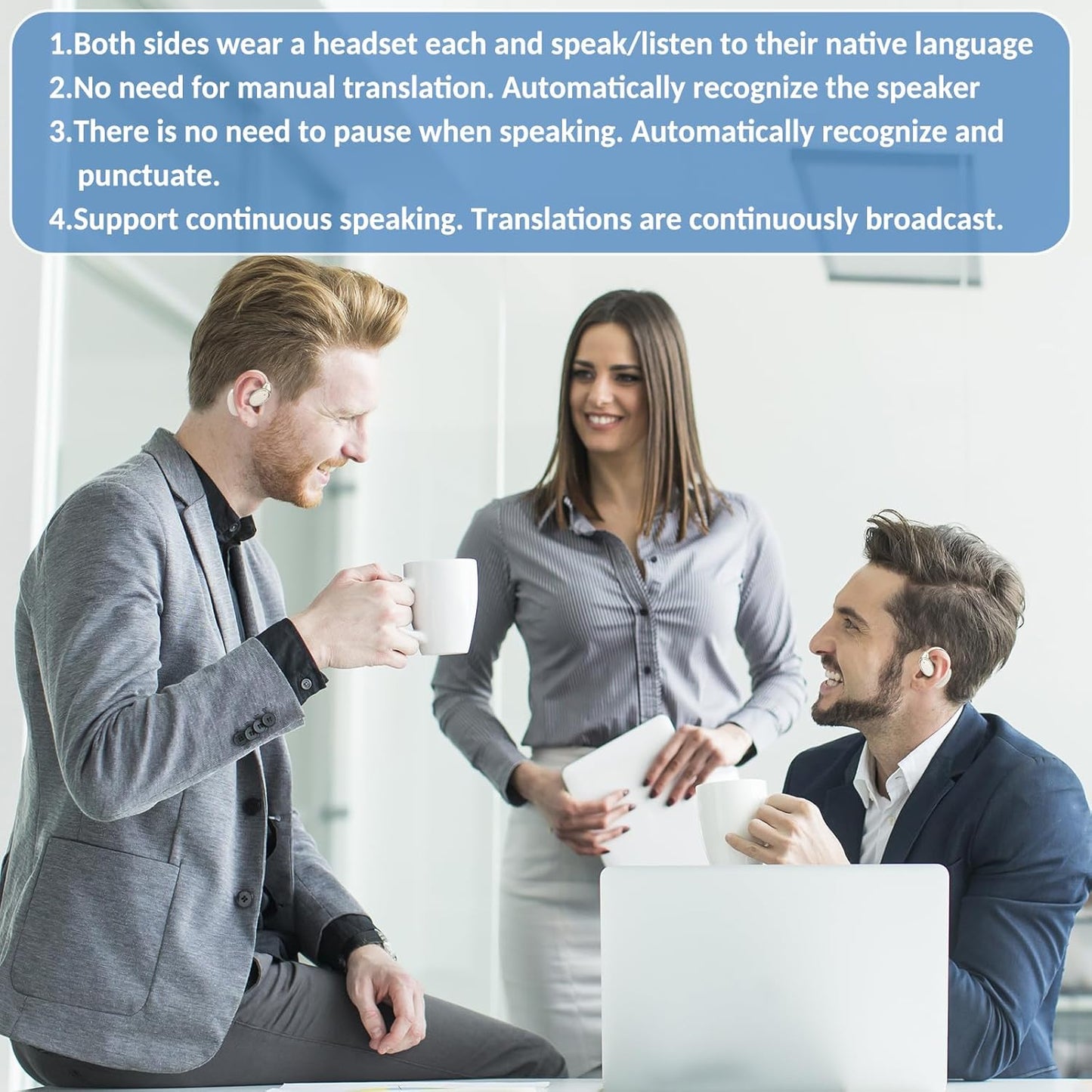 Language Translator Earbuds Offer Two Way Real-time Translation in 138 Languages, with Bluetooth and an APP Provide Online Instant Voice Translation for Travel Business and Learning