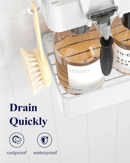 Kitsure Large Shower Caddy - 2 Pack Adhesive Shower Organizer, Drill-Free Shower Shelves for Inside Shower, Rustproof Bathroom Shelf Shower Shelf for Bathroom, Black