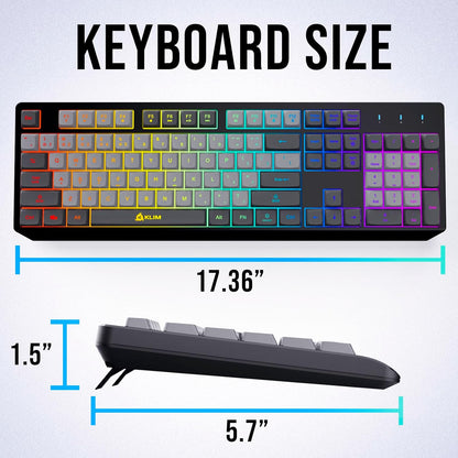 KLIM  Chroma Wireless Gaming Keyboard RGB New - Long-Lasting Rechargeable Battery - Quick and Quiet Typing - Water Resistant Backlit Wireless Keyboard for PC PS5 PS4 Mac - Black