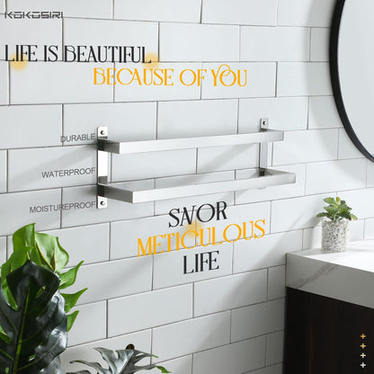 KOKOSIRI Towel Bars Black Bath Towel Holders 20 Inches Bathroom 2-Tiers Ladder Towel Rails Wall Mounted Towels Shelves Rack Stainless Steel, B5008BK-L20