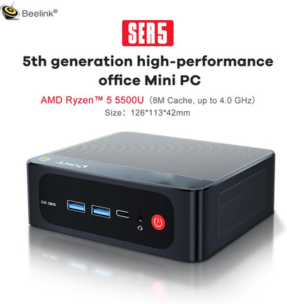 Beelink SER8 Mini PC, AMD Ryzen 7 8745HS(4nm, 8C/16T) up to 4.9GHz, Mini Computer 32GB DDR5 RAM 1TB M.2 NVME SSD, Desktop PC 4K@120Hz Triple Display, Mini Gaming Computer WiFi6/BT5.2/2.5Gbps/W-11 Pro
