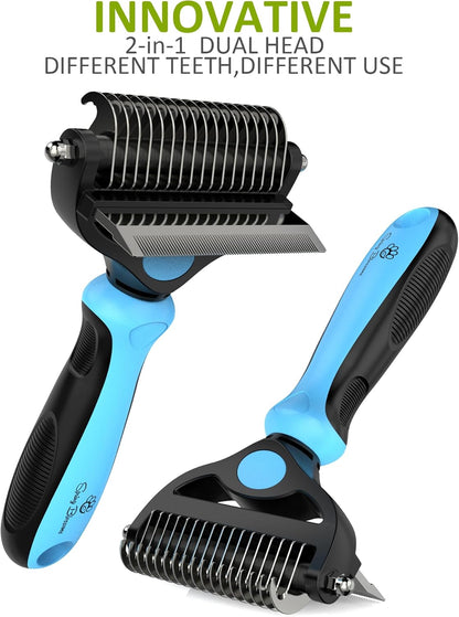 Spring Blossoms-2 in 1 Professional Grooming Rake for Cats & Dogs-Dematting Comb for Easy Mats & Tangles Removing,Pet Brush Safe No More Nasty Shedding and Flying Hair (Orange)
