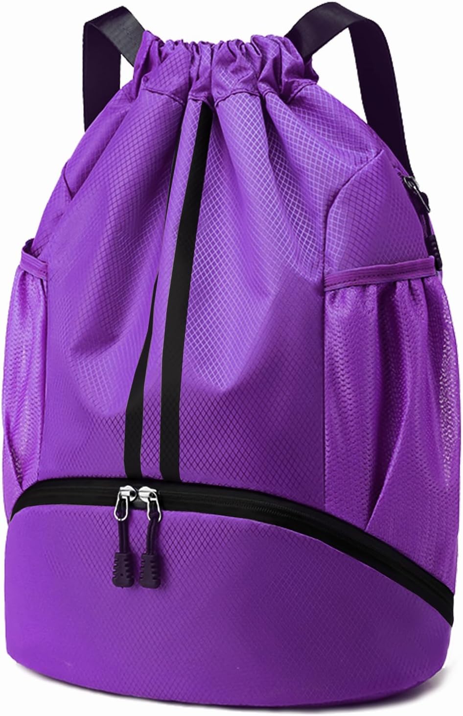 Hoedia Sports Drawstring Backpack - String Swim Gym Bag with Shoes Compartment and Wet Proof Pocket for Women/Men