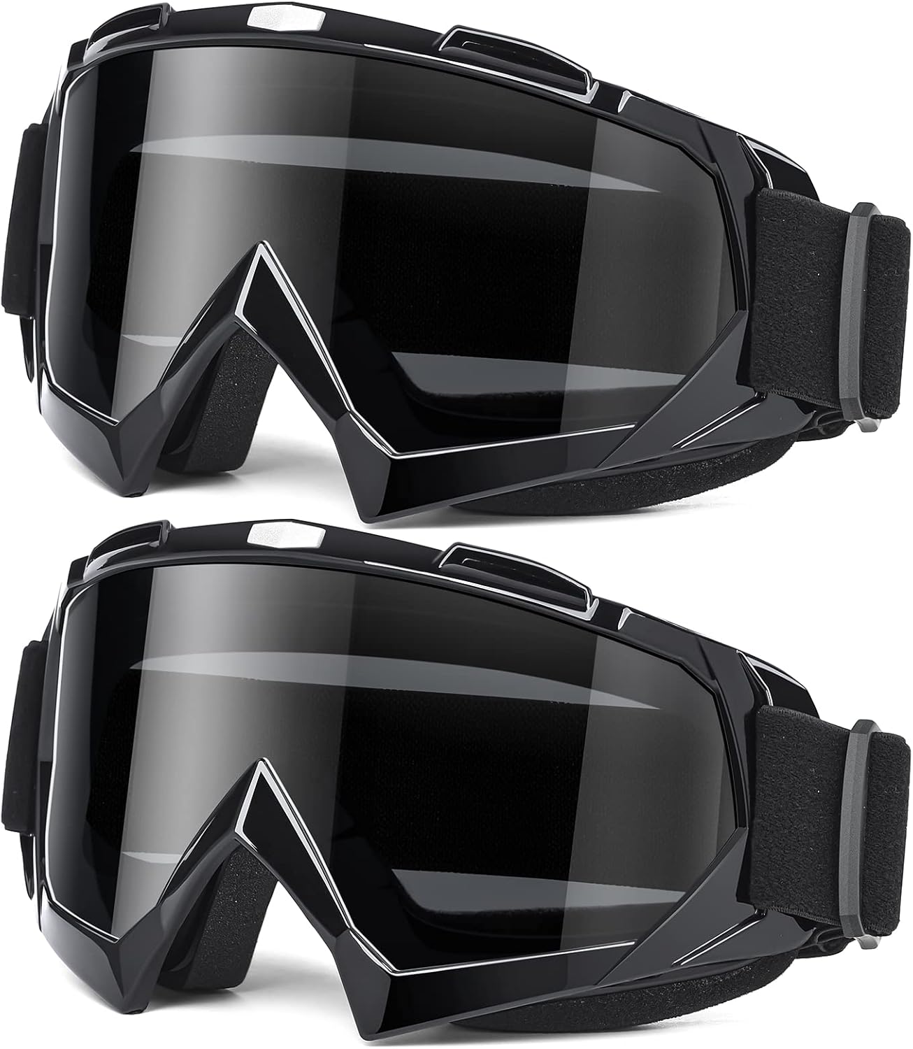 Adult Dirt Bike Goggles, 2-Pack ATV Motorcycle Goggles for Men & Women, Wide Vision Riding Off-Road Goggles