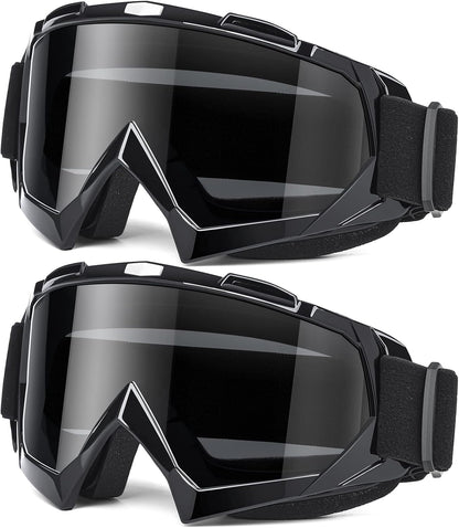 Adult Dirt Bike Goggles, 2-Pack ATV Motorcycle Goggles for Men & Women, Wide Vision Riding Off-Road Goggles