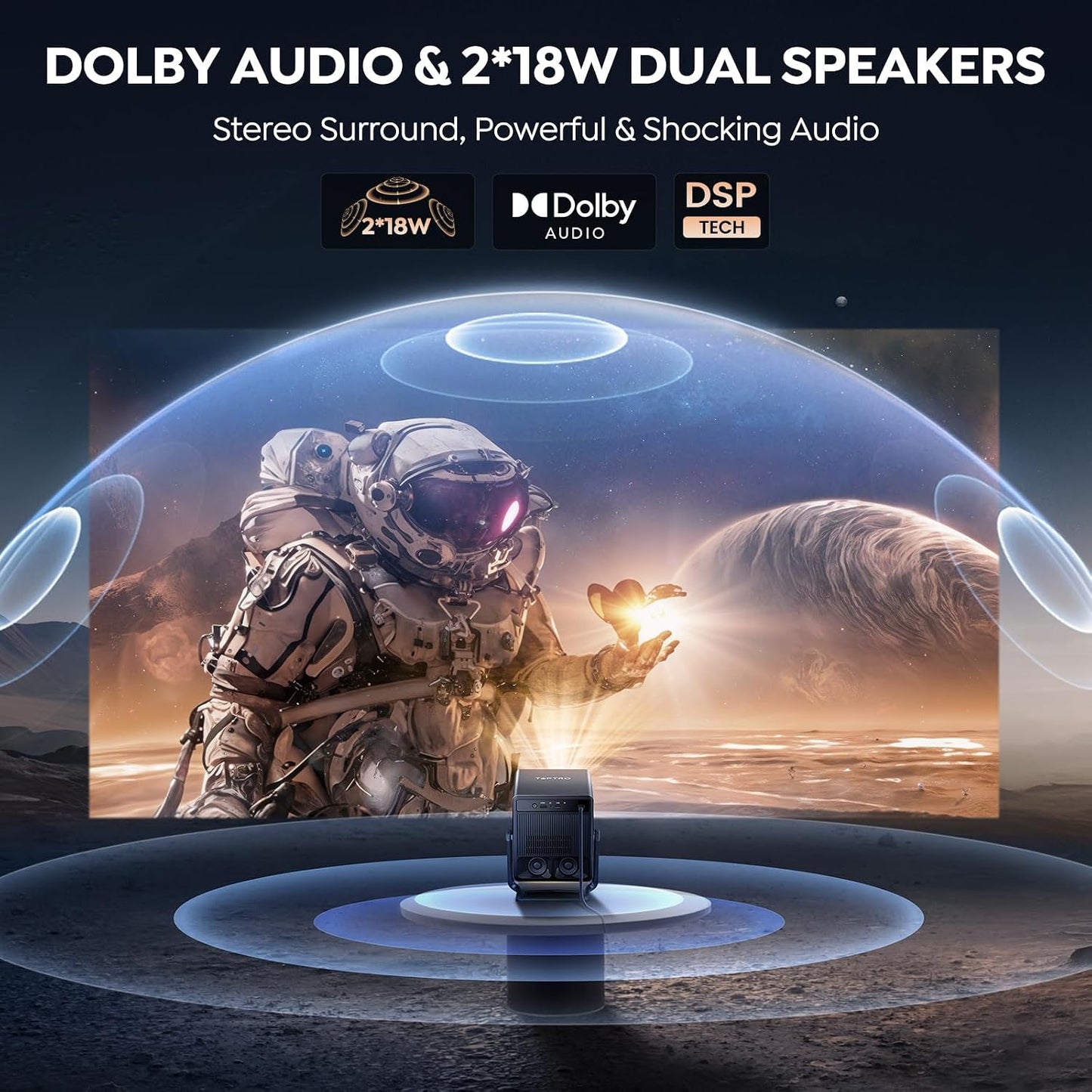 Smart Projector 4K【VIDAA Live TV|36W Dolby】Outdoor Projecteur with WiFi6 & Two Way Bluetooth, 1080P Short Throw Proyector Competible with Netflix|AI Auto Focus & Keystone|HDR10 for Movie/Home/Bedroom