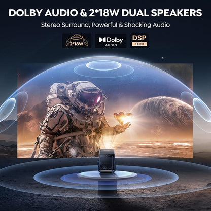 Smart Projector 4K【VIDAA Live TV|36W Dolby】Outdoor Projecteur with WiFi6 & Two Way Bluetooth, 1080P Short Throw Proyector Competible with Netflix|AI Auto Focus & Keystone|HDR10 for Movie/Home/Bedroom