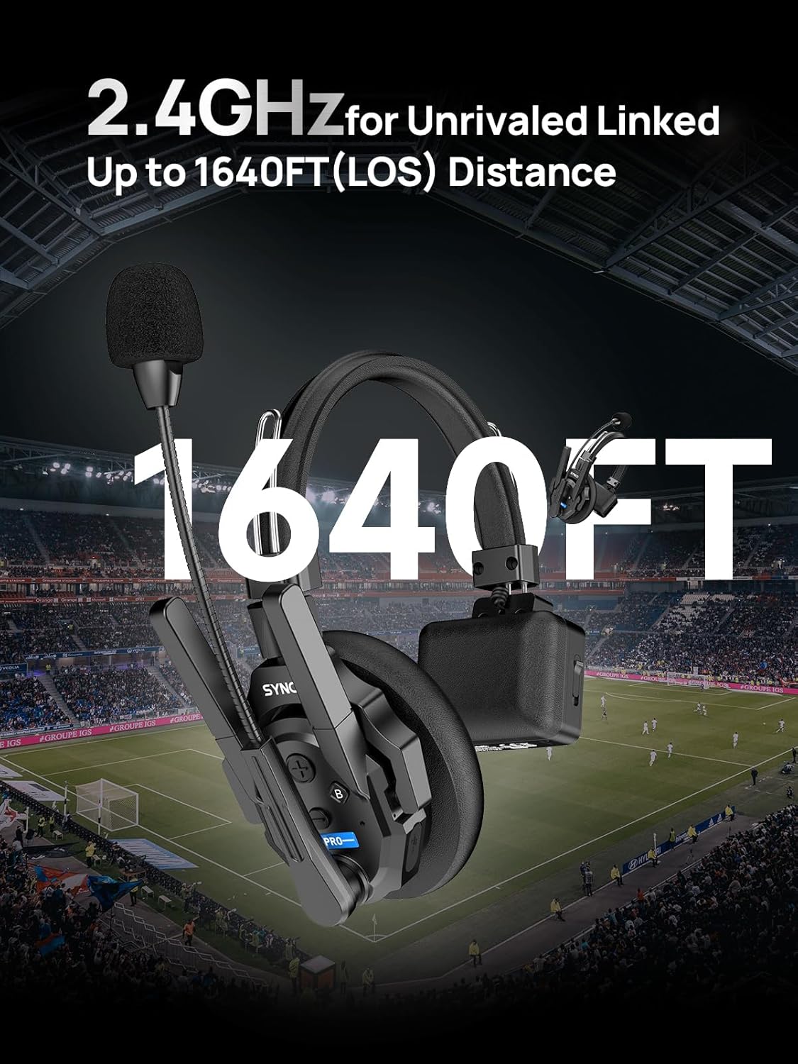 SYNCO XTALK XPRO2 Wireless Intercom Headset System, 2 Person 2.4GHz Wireless Communication Headset Full Duplex 500m/1640ft 24H with Noise Reduction 3.5mm Monitoring for Film Production Teamwork